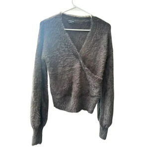 Bebe Women's Brown Fuzzy Long Sleeve Sweater Size: M